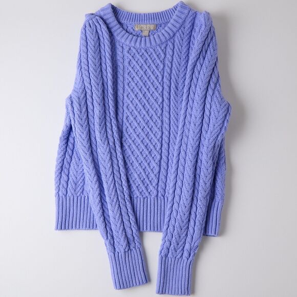 J.Crew Womens XS Cropped Cable Knit Sweater Puff Sleeve Preppy Cottagecore Soft - Picture 4 of 8